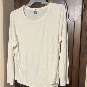 Old Navy Off-White Ribbed Long Sleeve Tee